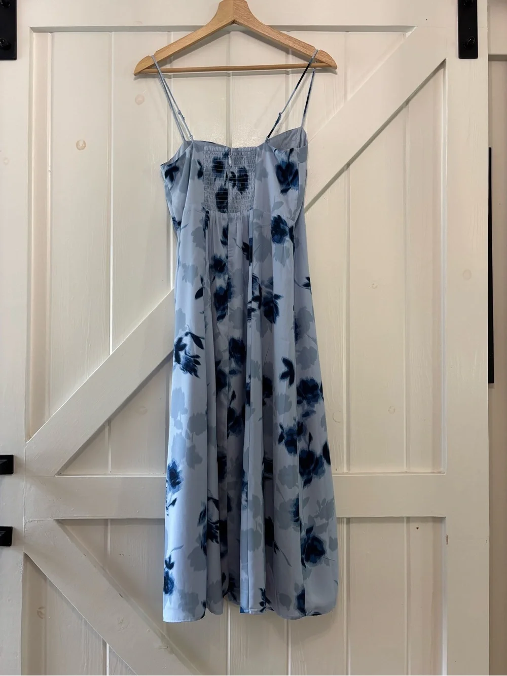 Abercrombie &Fitch Camille Midi Blue Floral Satin Slip Dress Small Petite NWT